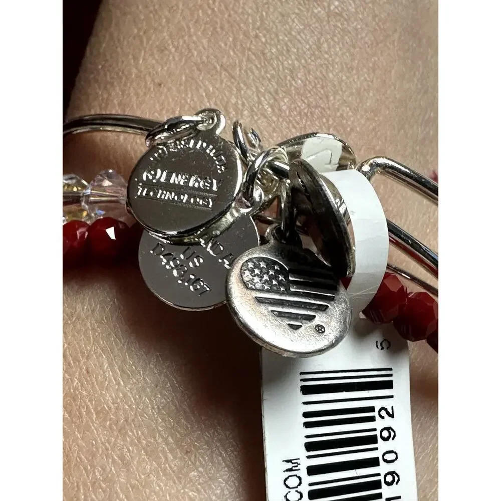Alex & Ani Silver Red 3 Bracelets Home For The Holidays NWT